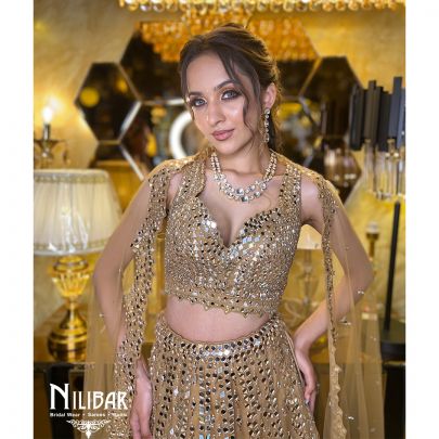 Golden Yellow Net Lehenga