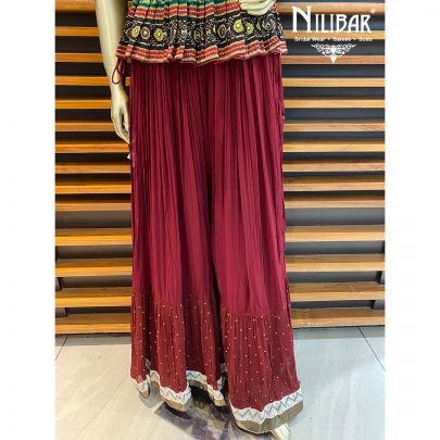 Barn Red Silk Peplum with Plazzos