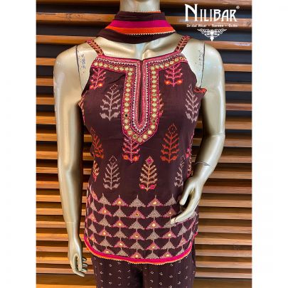 Cinnamon Brown Silk Sharara Suit