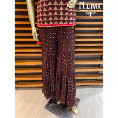 Cinnamon Brown Silk Sharara Suit