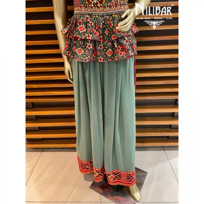 Sage Green Silk Palazzo Suit