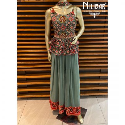 Sage Green Silk Palazzo Suit