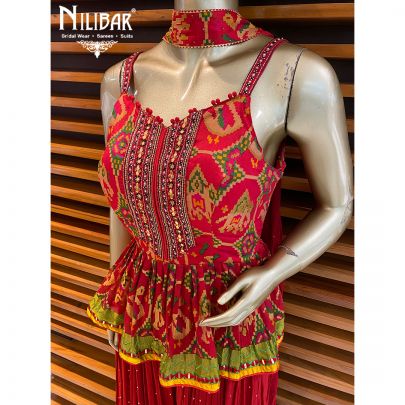 Scarlet Red Silk Palazzo Suit
