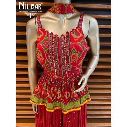 Scarlet Red Silk Palazzo Suit