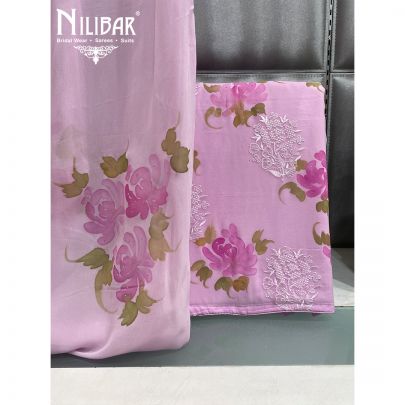 Light Pink Georgette Unstitched Suit