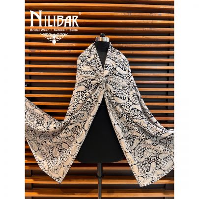 Navy Blue Georgette Aari Dupatta
