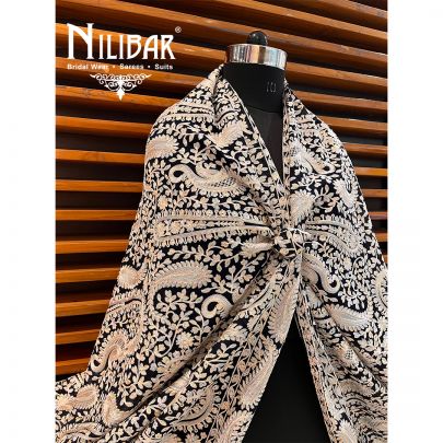 Navy Blue Georgette Aari Dupatta