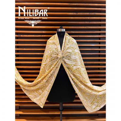 Yellow Georgette Aari Dupatta