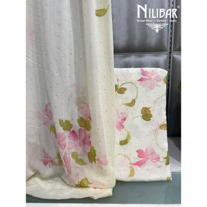 Daisy White Georgette Unstitched Suit 