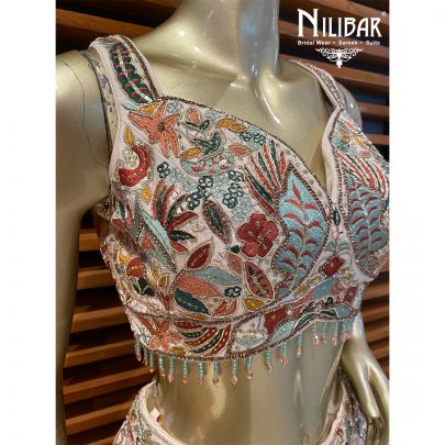 Pastel Pink silk Printed Lehenga