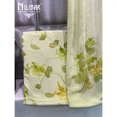 Light Green Georgette Unstitched Suit