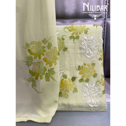 Lime Green Georgette Unstitched Suit