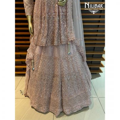 Baby Pink Net Reception Lehenga