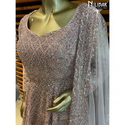 Baby Pink Net Reception Lehenga