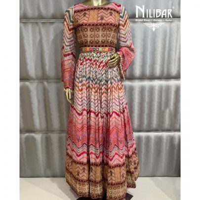 Pink Multi Georgette Gown