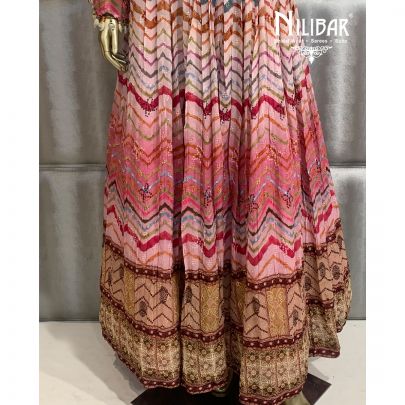 Pink Multi Georgette Gown