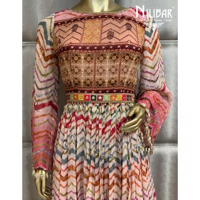 Pink Multi Georgette Gown