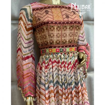 Pink Multi Georgette Gown