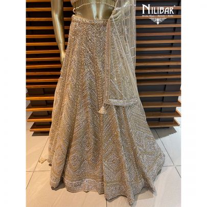 Golden Net Reception Lehenga