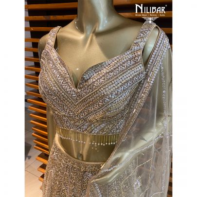 Golden Net Reception Lehenga