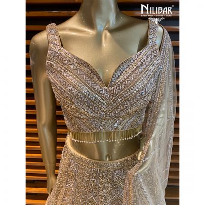 Golden Net Reception Lehenga