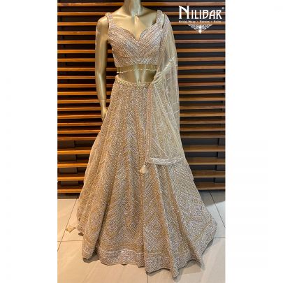 Golden Net Reception Lehenga