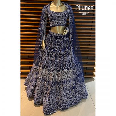 Indigo Blue Net Reception Lehenga