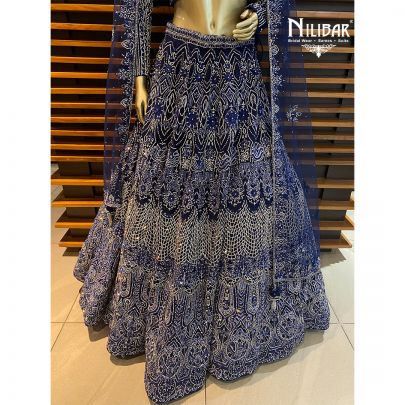 Indigo Blue Net Reception Lehenga