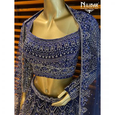 Indigo Blue Net Reception Lehenga