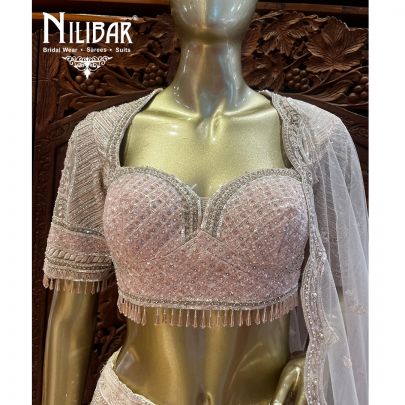 Nude Pink Net Reception Lehenga