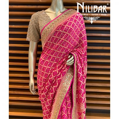 Magenta Georgette Banarasi Saree
