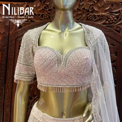 Nude Pink Net Reception Lehenga