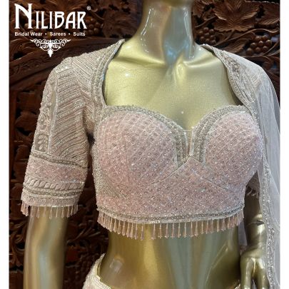Nude Pink Net Reception Lehenga