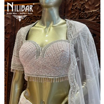 Nude Pink Net Reception Lehenga