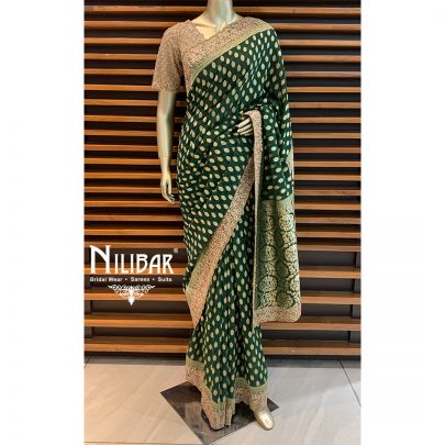 Bottle Green  Georgette Banarsi Saree