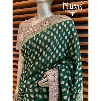 Bottle Green  Georgette Banarsi Saree