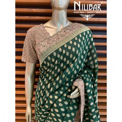 Bottle Green  Georgette Banarsi Saree