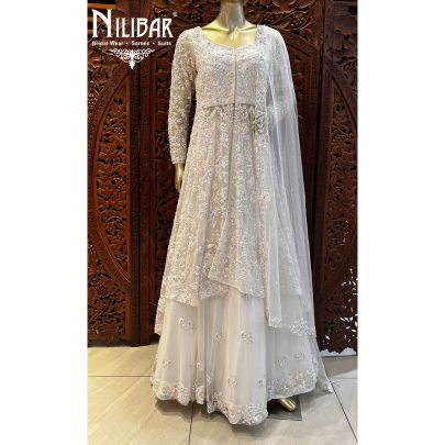 White Net Reception Lehenga