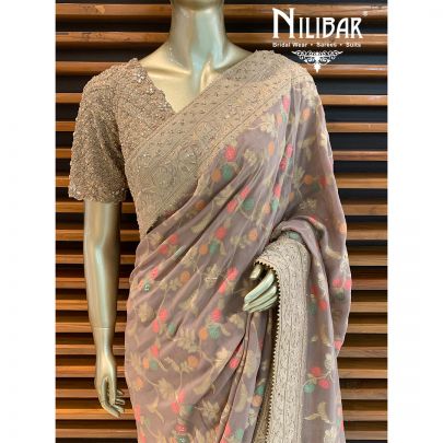 Beige Georgette Banarsi Saree