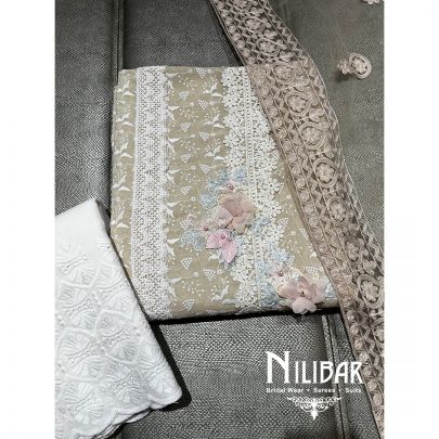 Beige Cotton Unstitched Suit's5