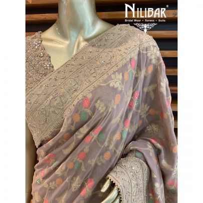 Beige Georgette Banarsi Saree