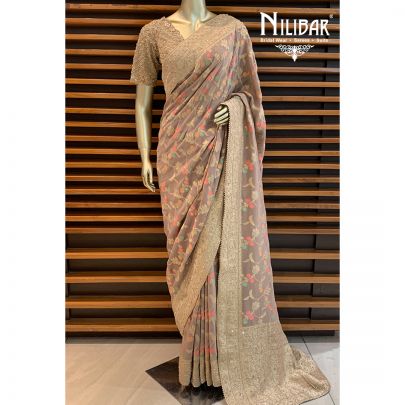Beige Georgette Banarsi Saree