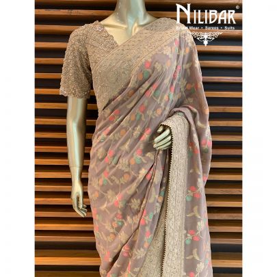 Beige Georgette Banarsi Saree