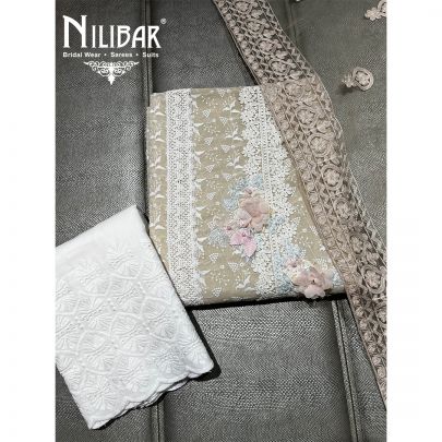 Beige Cotton Unstitched Suit's5