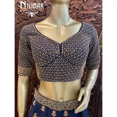 Blue and Pink Silk Bridal Lehenga