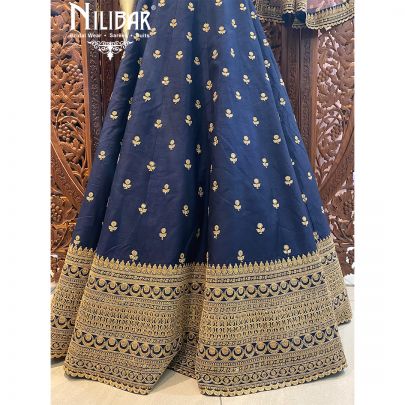 Blue and Pink Silk Bridal Lehenga