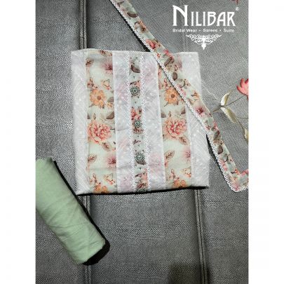 White and Pista Cotton Unstitched Suit's