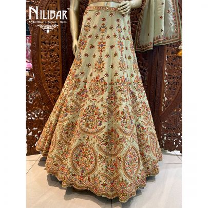 Pista Green Silk Bridal Lehenga