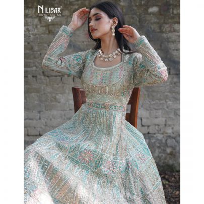 Pista Green Net Gown