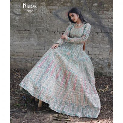 Pista Green Net Gown